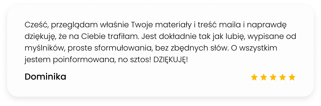 Pięciogwiazdkowa opinia klientki Dominiki o szybkiej dostawie materiałów i profesjonalnej obsłudze mailowej